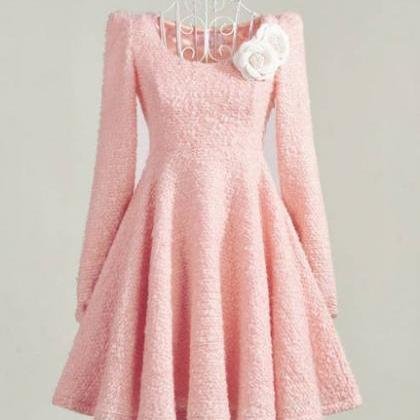 sleeve pleated adorable pink dress