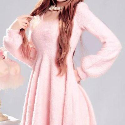 sleeve pleated adorable pink dress