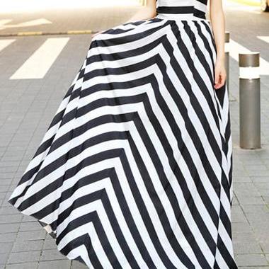 Black And White Stripes Off Shoulder Dress on Luulla