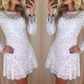 Lace Long-Sleeved Dress