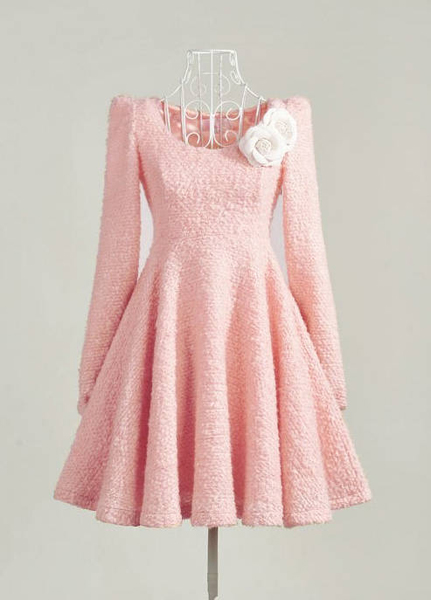 Adorable Pink Pleated Long Sleeve Dress on Luulla