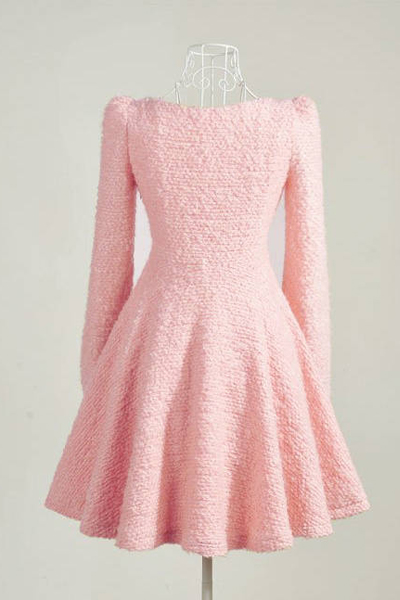 Fashion cotton back hollow pink pleated cut loose casual shirt dress ladies long sleeved button 