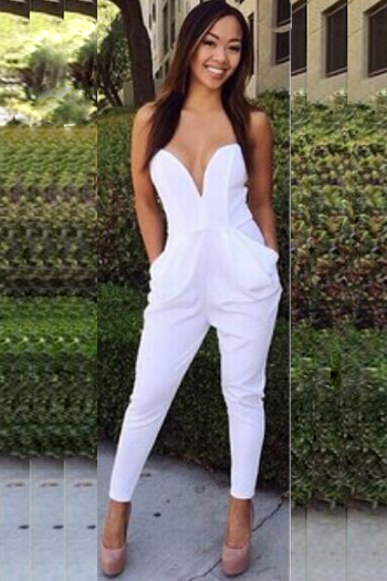 white one piece pants suit