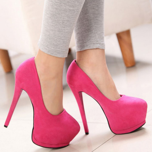 rose colored pumps