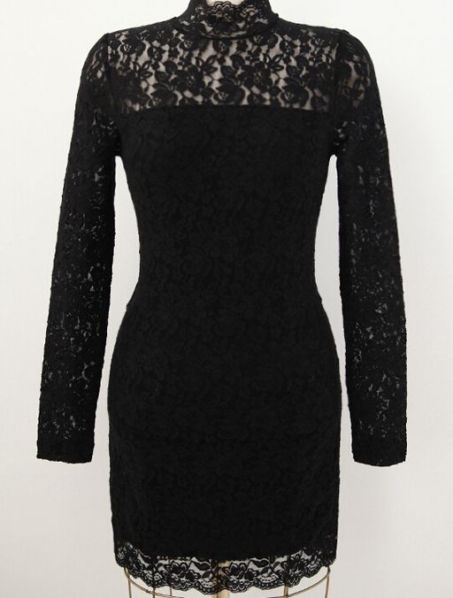 Sexy And Elegant Long Sleeve Black Lace Dress On Luulla 3454