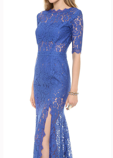 Beautiful Half Sleeve Lace Dress With Slit on Luulla