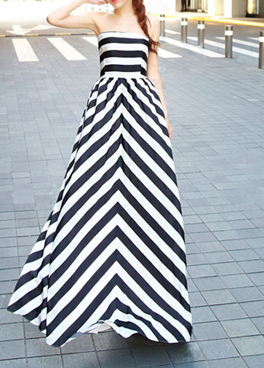 Black And White Stripes Off Shoulder Dress on Luulla