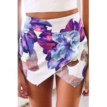elastic waist chic shorts printed floral