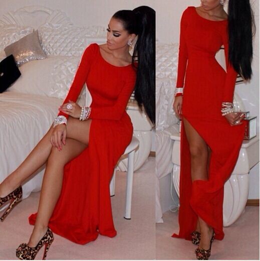 red dress side split