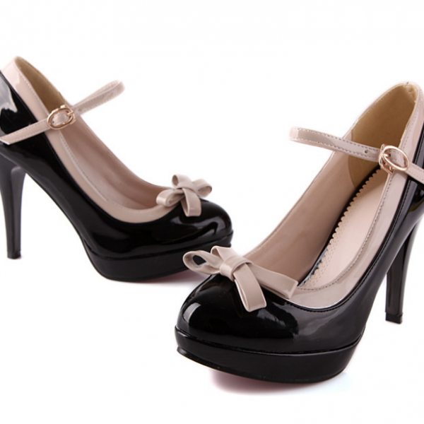 Cute Black Bow Embellished Wedge Shoes on Luulla