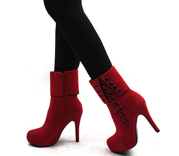 red platform heels boots